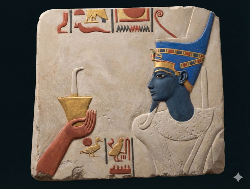 Relief świątyni Totmesa III - rekonstrukcja AI